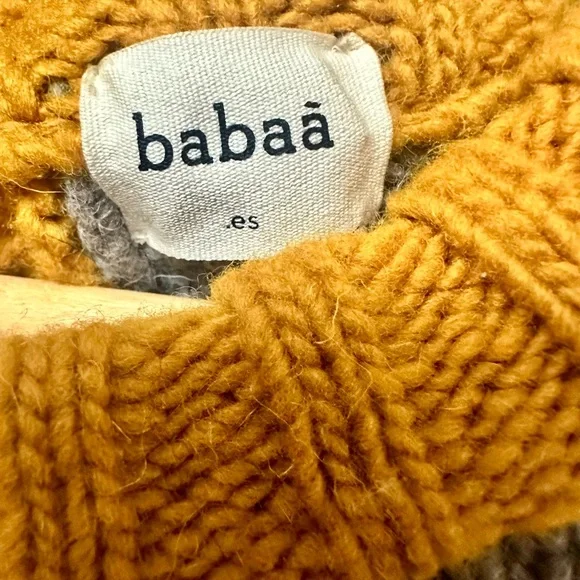 babaa • no5 ochre chunky knit spanish wool button‑back sweater rare - Picture 3 of 6